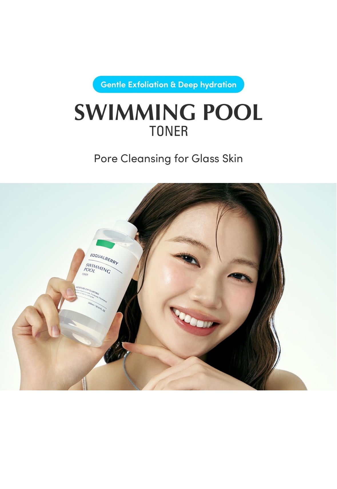 Swimming Pool Toner - Korean Toner for Daily Exfoliating & Deep Hydration with Natural Enzyme Protease & Hyaluronic Acid, For Sensitive Skin, 10.14 Fl Oz (300ml)