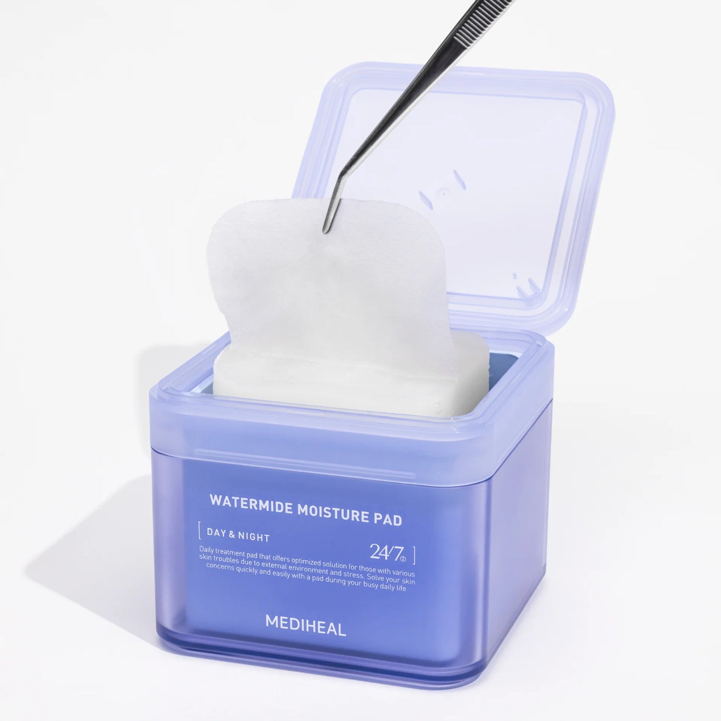 MEDIHEAL Watermide Moisture Pad - Square Cotton Facial Toner Pads with Icelandic Glacial Water - Improve Skin Temperature, Hydrating to Dry, Puffy, Coarse Skin -Vegan Eco Silk,100 Pads 메디힐 워터마이드 속보습 패드