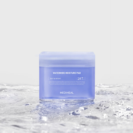 MEDIHEAL Watermide Moisture Pad - Square Cotton Facial Toner Pads with Icelandic Glacial Water - Improve Skin Temperature, Hydrating to Dry, Puffy, Coarse Skin -Vegan Eco Silk,100 Pads 메디힐 워터마이드 속보습 패드
